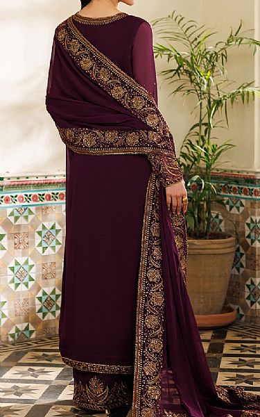 Iznik Plum Chiffon Suit | Pakistani Embroidered Chiffon Dresses USA- Image 2