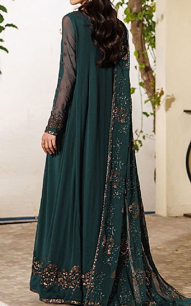Iznik Teal Chiffon Suit | Pakistani Embroidered Chiffon Dresses USA- Image 2