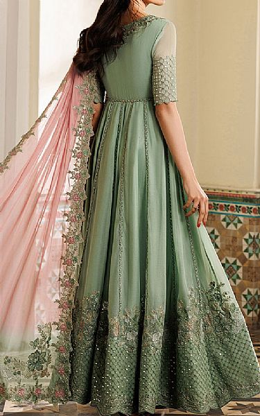 Iznik Green Chiffon Suit | Pakistani Embroidered Chiffon Dresses USA- Image 2