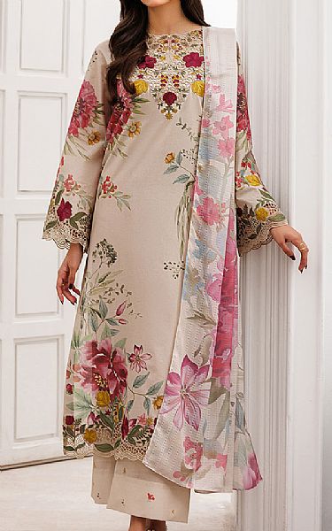 Iznik Beige Lawn Suit | Pakistani Lawn Dress in USA- Image 1