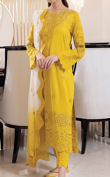 Iznik Golden Yellow Lawn Suit | Pakistani Lawn Suits- Image 1
