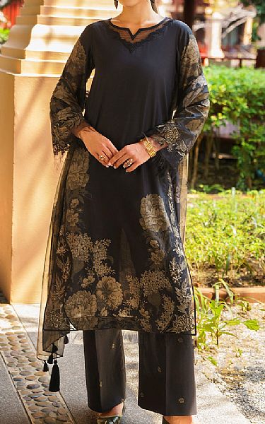 Iznik Black Lawn Suit | Pakistani Lawn Suits- Image 1