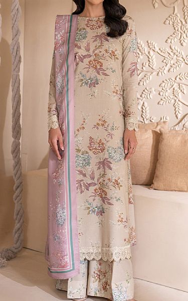 Iznik Pastel Grey Viscose Suit | Pakistani Winter Dresses in USA- Image 1