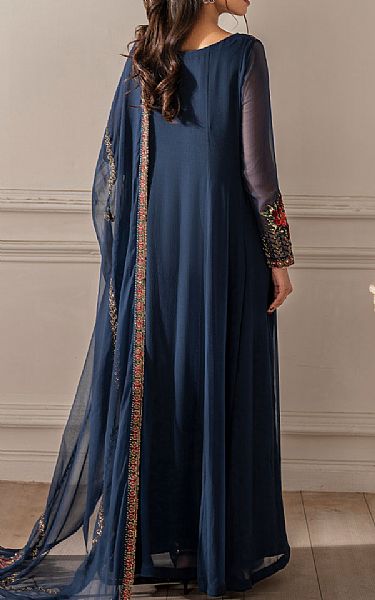 Iznik Navy Blue Chiffon Suit | Pakistani Embroidered Chiffon Dresses USA- Image 2
