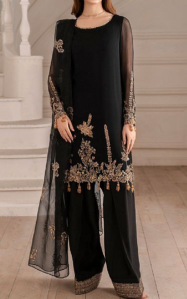 Iznik Black Chiffon Suit | Pakistani Embroidered Chiffon Dresses USA- Image 1