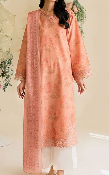 Iznik Peach Lawn Suit | Pakistani Lawn Dress in USA- Image 1
