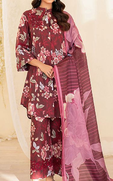 Iznik Maroon Lawn Suit | Pakistani Lawn Dress in USA- Image 1