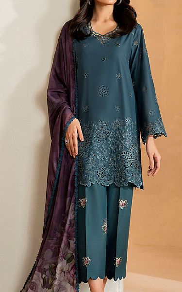 Iznik Teal Lawn Suit | Pakistani Lawn Dress in USA- Image 1