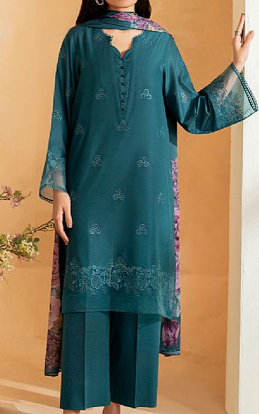 Iznik Teal Lawn Suit | Pakistani Lawn Dress in USA- Image 1