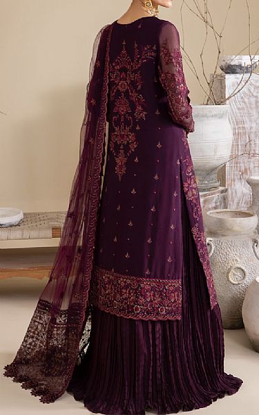 Iznik Egg Plant Chiffon Suit | Pakistani Embroidered Chiffon Dresses- Image 2