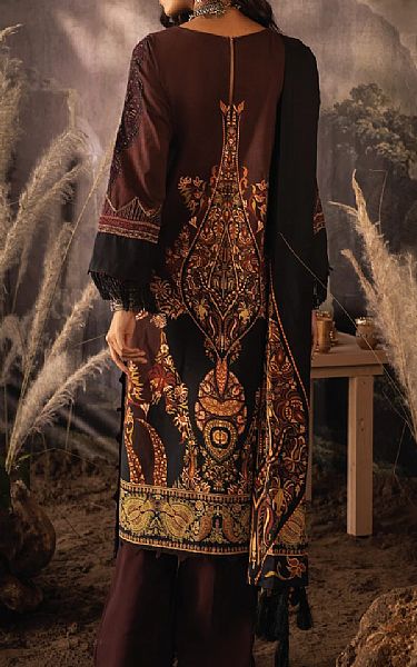 Iznik Dark Brown Linen Suit | Pakistani Dresses in USA- Image 2