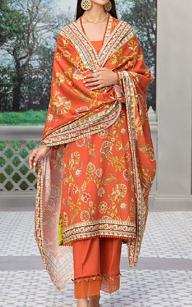 Safety Orange Karandi Suit | Jahanara Pakistani Winter Dresses