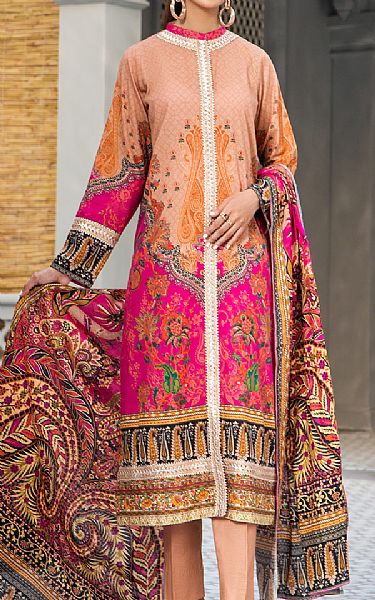 Jahanara Peach Karandi Suit | Pakistani Winter Dresses- Image 1