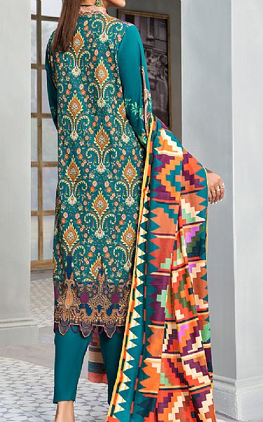 Jahanara Dark Turquoise Karandi Suit | Pakistani Winter Dresses- Image 2