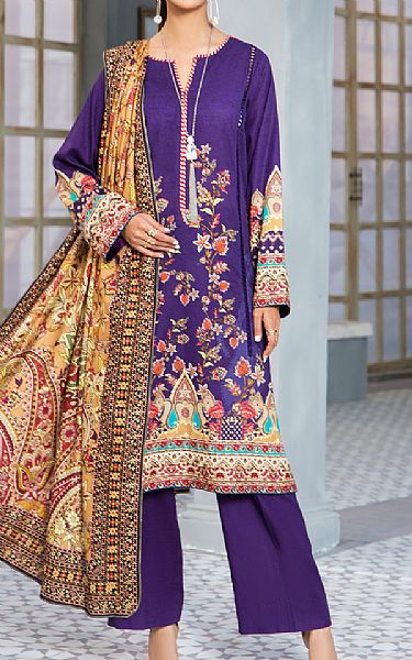 Jahanara Indigo Karandi Suit | Pakistani Winter Dresses- Image 1