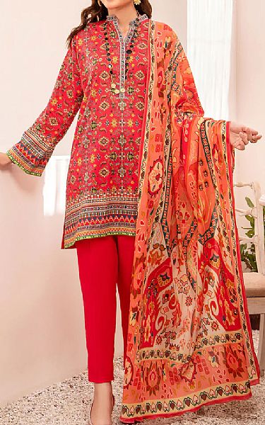 Jahanara Red Lawn suit | Pakistani Dresses in USA- Image 1