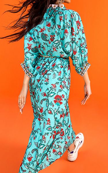 Jahanara Cyan Linen Suit __2 Pcs__ | Pakistani Winter Dresses- Image 2