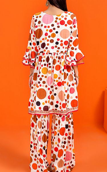 Jahanara White/Orange Linen Suit __2 Pcs__ | Pakistani Dresses in USA- Image 2