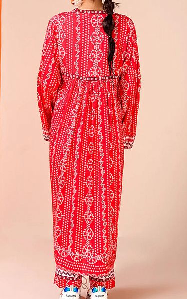 Jahanara Red Linen Suit __2 Pcs__ | Pakistani Winter Dresses- Image 2