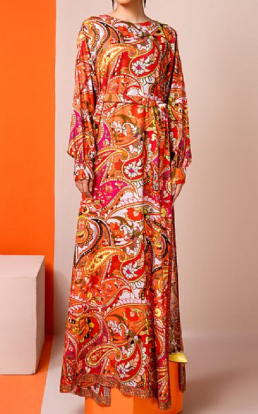 Orange/Red Linen Suit (2 Pcs) | Jahanara Pakistani Winter Dresses