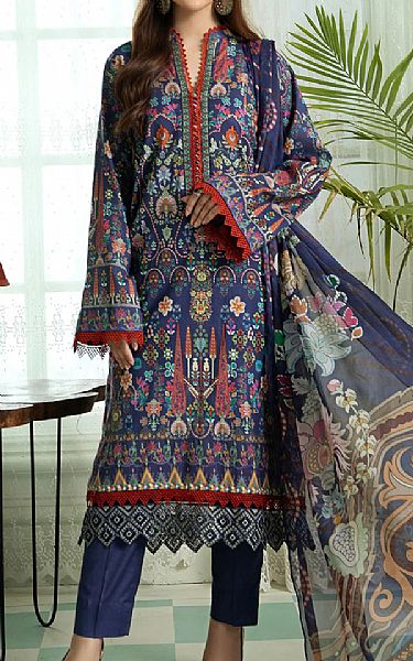 Jahanara Navy Blue Lawn Suit | Pakistani Dresses in USA- Image 1