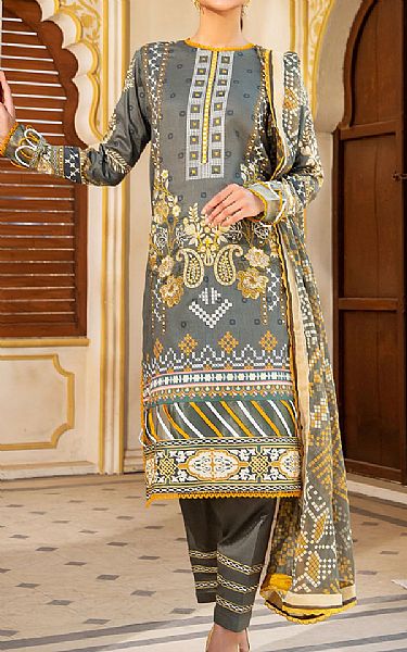 Jahanara Dark Grey Lawn Suit | Pakistani Dresses in USA- Image 1