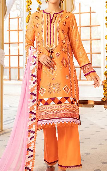 Jahanara Orange Lawn Suit | Pakistani Dresses in USA- Image 1