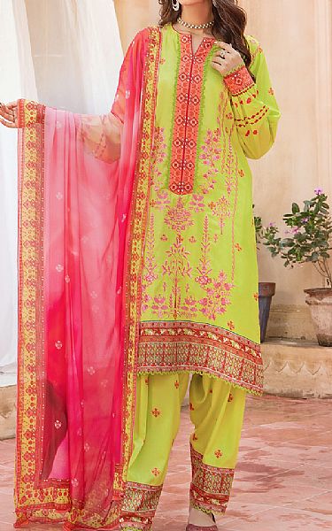 Jahanara Parrot Green Linen Suit | Pakistani Winter Dresses- Image 1