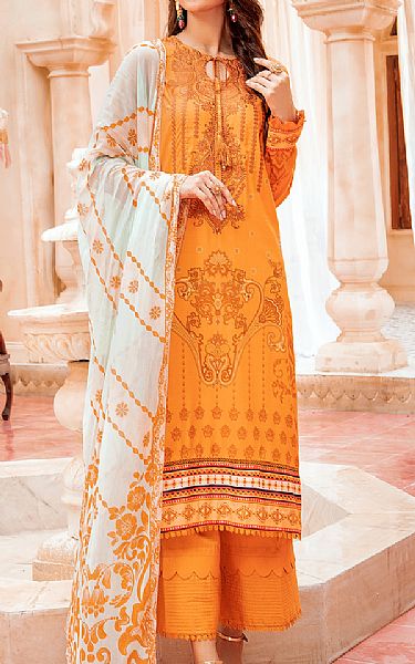 Jahanara Orange Linen Suit | Pakistani Winter Dresses- Image 1