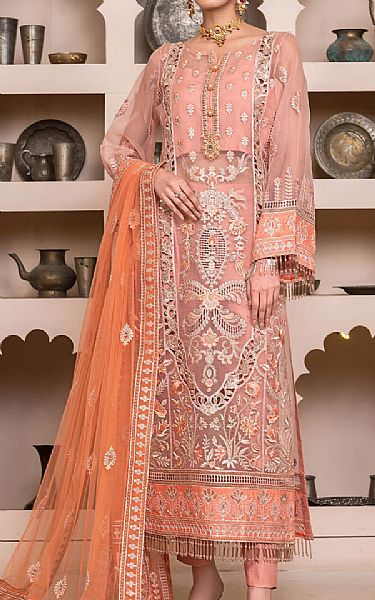 Janique Oriental Pink Organza Suit | Pakistani Embroidered Chiffon Dresses- Image 1