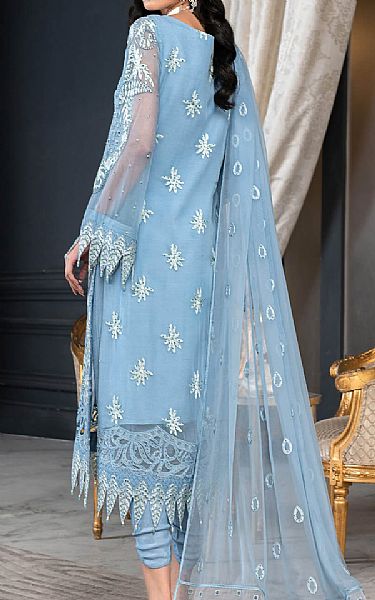 Janique Moonstone Blue Chiffon Suit | Pakistani Embroidered Chiffon Dresses- Image 2