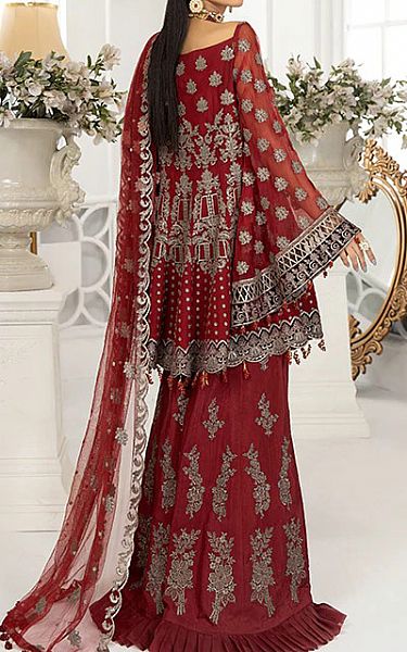 Janique Maroon Chiffon Suit | Pakistani Embroidered Chiffon Dresses- Image 2