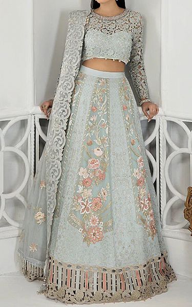 Light Grey Organza Suit | Janique Pakistani Chiffon Dresses