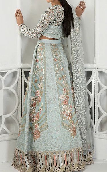 Janique Light Grey Organza Suit | Pakistani Embroidered Chiffon Dresses- Image 2