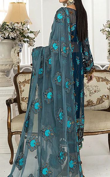 Janique Teal Chiffon Suit | Pakistani Embroidered Chiffon Dresses- Image 2