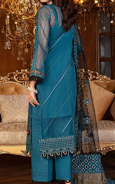 Janique Denim Blue Organza Suit | Pakistani Embroidered Chiffon Dresses USA- Image 2