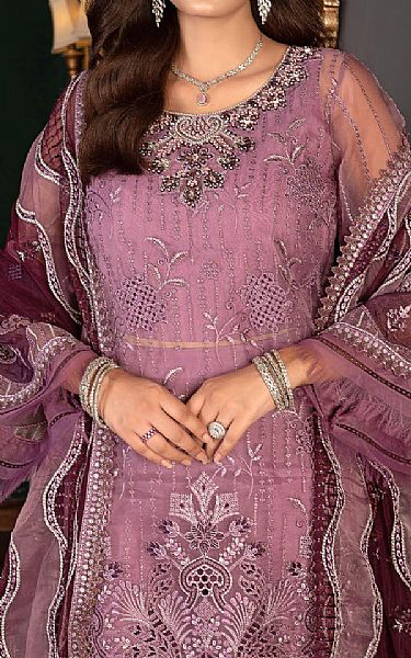Janique Mauve Organza Suit | Pakistani Embroidered Chiffon Dresses USA- Image 3