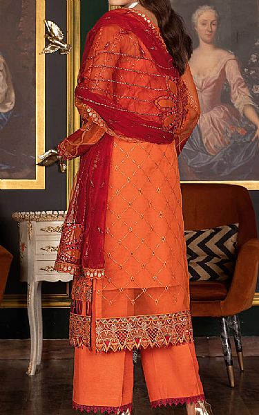 Janique Portland Orange Organza Suit | Pakistani Embroidered Chiffon Dresses USA- Image 2