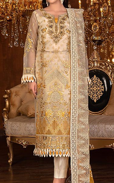 Janique Off White Organza Suit | Pakistani Embroidered Chiffon Dresses USA- Image 1