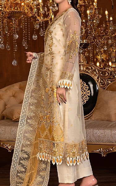 Janique Off White Organza Suit | Pakistani Embroidered Chiffon Dresses USA- Image 2
