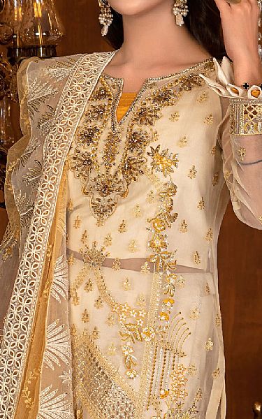 Janique Off White Organza Suit | Pakistani Embroidered Chiffon Dresses USA- Image 3