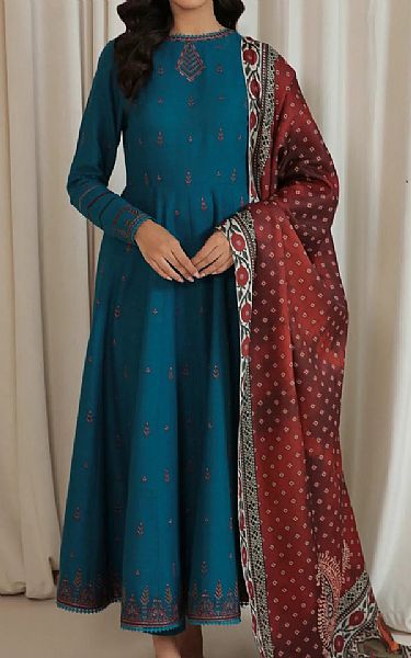 Jazmin Dark Turquoise Khaddar Suit | Pakistani Dresses in USA- Image 1
