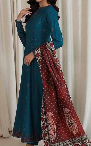 Jazmin Dark Turquoise Khaddar Suit | Pakistani Dresses in USA- Image 2
