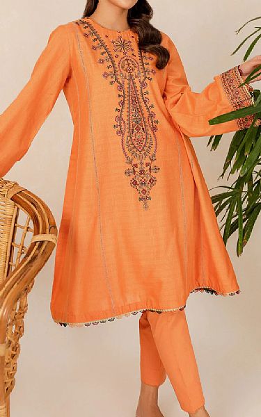 Jazmin Safety Orange Lawn Suit (2 Pcs) | Pakistani Dresses in USA- Image 1