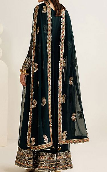 Jazmin Bottle Green Chiffon Suit | Pakistani Embroidered Chiffon Dresses USA- Image 2