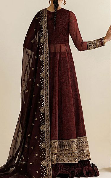 Jazmin Crater Brown Chiffon Suit | Pakistani Embroidered Chiffon Dresses USA- Image 2