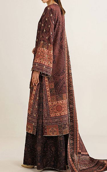 Jazmin Brown Silk Suit | Pakistani Embroidered Chiffon Dresses USA- Image 2