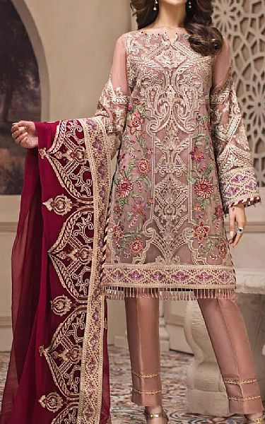 Jazmin Tea Pink Chiffon Suit | Pakistani Dresses in USA- Image 1
