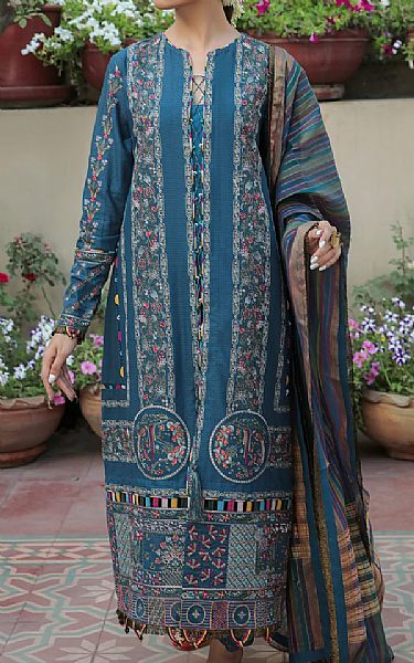 Jazmin Denim Blue Lawn Suit | Pakistani Dresses in USA- Image 1