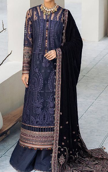 Navy Blue Net Suit | Jazmin Pakistani Chiffon Dresses